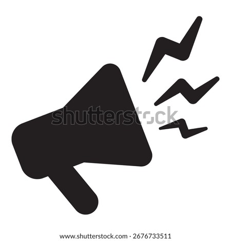 Megaphone icon with lightning, symbolizing voice, announcement, promotion, and communication power. Conceptual illustration representing energy, motivation, hype, and viral content.