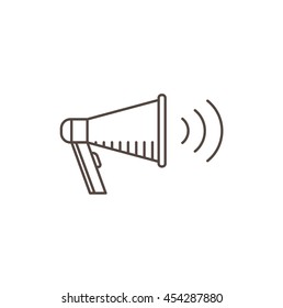 Megaphone Icon - line vector illustration. Isolated bullhorn.