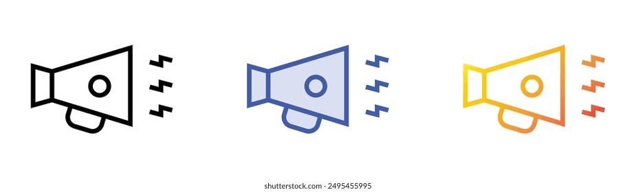 megaphone icon. Linear, Blue Fill and Gradient Style Design Isolated On White Background