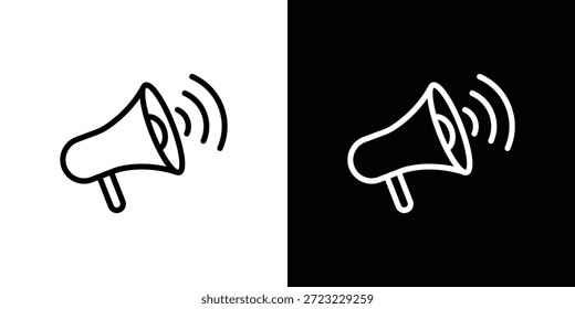 Concepto de logotipo de icono de megáfono en trazos