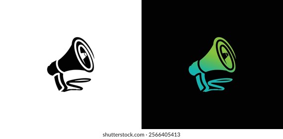 Megaphone icon logo design vector illustration in creative silhouette