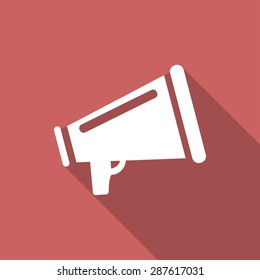 Megaphone icon with a long shadow