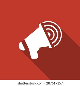 Megaphone icon with a long shadow
