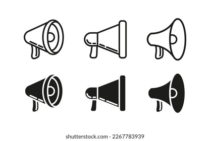 Megaphone icon, loudspeaker audio broadcasting alarm vector symbol. Loud advertising, social media symbol.