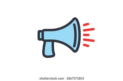 Icono de megáfono. Ilustración vectorial lineal de altavoz. Símbolo de discurso y anuncio.