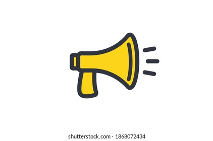 Megaphone icon. Loudspeaker linear vector illustration. Speech and announcement symbol.