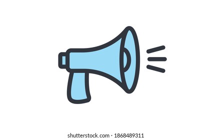 Megaphone icon. Loudspeaker linear vector illustration. Speech and announcement symbol.