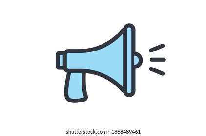 Megaphone icon. Loudspeaker linear vector illustration. Speech and announcement symbol.