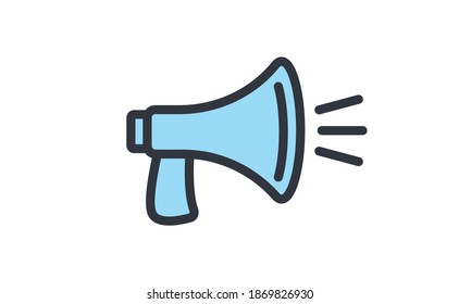 Icono de megáfono. Ilustración vectorial lineal de altavoz. Símbolo de discurso y anuncio.
