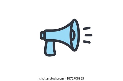 Megaphone icon. Loudspeaker linear vector illustration. Speech and announcement symbol.