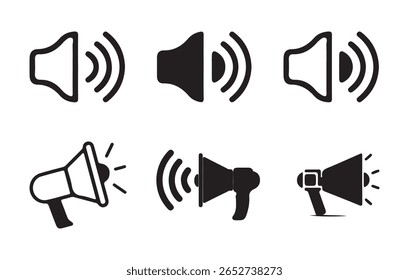 megaphone icon. Loudspeaker megaphone icon set. sound or marketing advertising. Megaphone icon, loud speaker icon. Vector illustration eps 10
