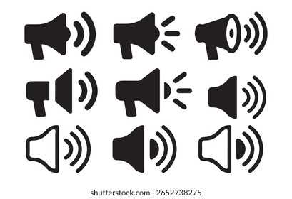 megaphone icon. Loudspeaker megaphone icon set. sound or marketing advertising. Megaphone icon, loud speaker icon. Vector illustration eps 10