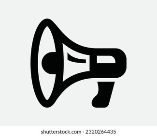 Megaphone Icon. Loudspeaker Speaker Bullhorn Announcement Message Announce Broadcast Alert Black White Sign Symbol Artwork Graphic Clipart EPS Vector
