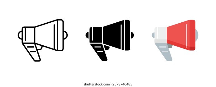 Megaphone icon. Loudspeaker vector illustration. Announcement symbol. Speaking bullhorn sign. Announce trumpet pictogram. Sound volume amplifier concept. Loud speaker silhouette.