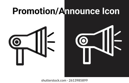 Megaphone icon. Loudspeaker vector set. Announcement sign isolated set on black and white background. Marketing megaphone sign. announce in loudspeaker icon Outline vector for web UL