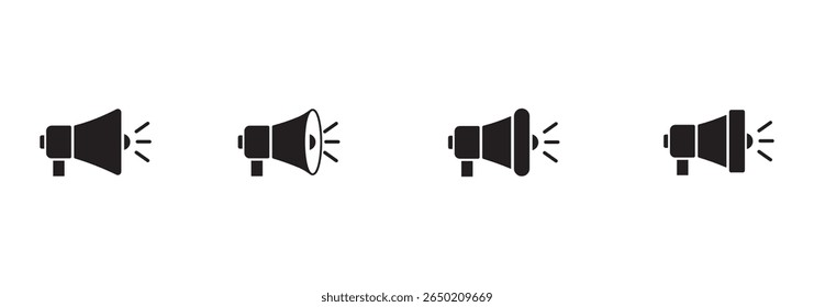 Megaphone icon. Loudspeaker vector set. Megaphone icons set. Loudspeaker megaphone vector icons. Advertising concept. Megaphone icon, loud speaker icon. Set of announcement icons. design eps 10
