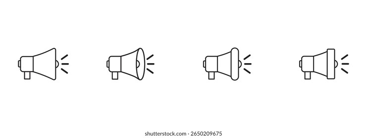 Megaphone icon. Loudspeaker vector set. Megaphone icons set. Loudspeaker megaphone vector icons. Advertising concept. Megaphone icon, loud speaker icon. Set of announcement icons. design eps 10