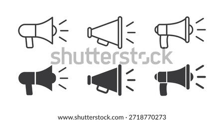 Megaphone icon. Loudspeaker vector set. Loudspeaker megaphone icon set. Electric megaphone with sound or marketing advertising.