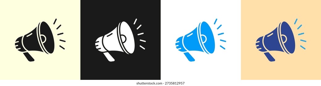 Megaphone icon. Loudspeaker icon. Vector sign of a megaphone, symbolizing announcement, marketing, communication, and promotion.