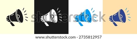 Megaphone icon. Loudspeaker icon. Vector sign of a megaphone, symbolizing announcement, marketing, communication, and promotion.