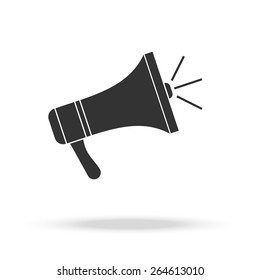 Megaphone icon. Loudspeaker web element button. White background. Vector illustration