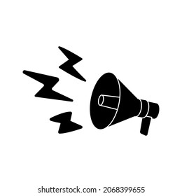 megaphone icon. Marketing time concept, loudspeaker with lightning. Vector illustration