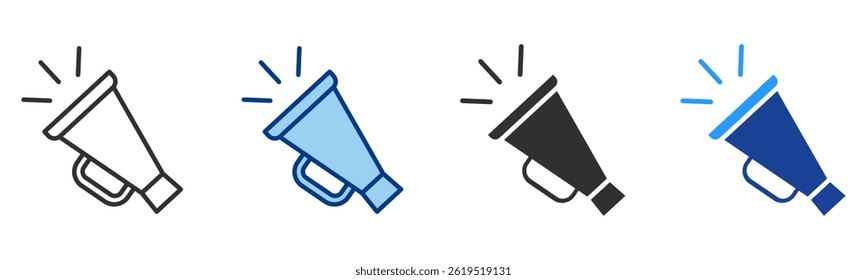 Megaphone Icon Multiple Style Vector Collection