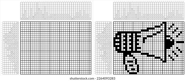 Megaphone Icon Nonogram Pixel Art, Loudspeaker, Bullhorn Icon Vector Art Illustration, Logic Puzzle Game Griddlers, Pic-A-Pix Picture Paint By Numbers