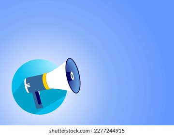 Megaphone icon on blue background