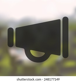 megaphone icon on blurred background