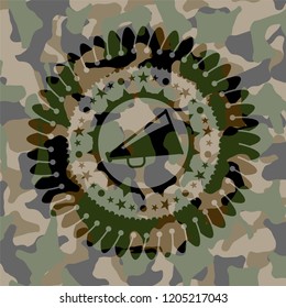 megaphone icon on camo pattern