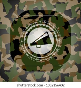 megaphone icon on camo pattern