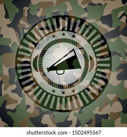 megaphone icon on camo pattern