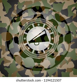 megaphone icon on camouflage pattern