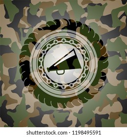 megaphone icon on camouflage pattern