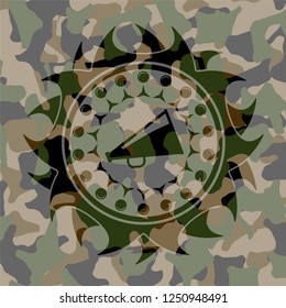 megaphone icon on camouflage texture