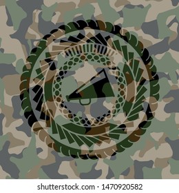 megaphone icon on camouflage texture