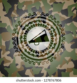 megaphone icon on camouflaged pattern