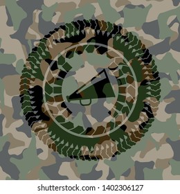 megaphone icon on camouflaged pattern