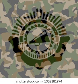 megaphone icon on camouflaged texture