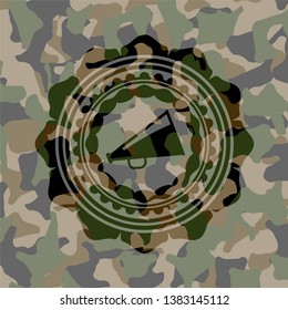 megaphone icon on camouflaged texture