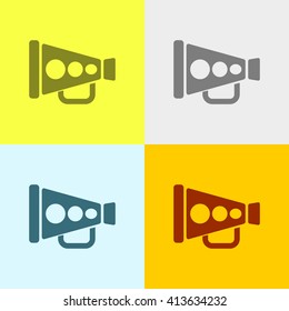 Megaphone Icon on Four Different Backgrounds. Eps-10.