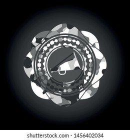 megaphone icon on grey camo pattern