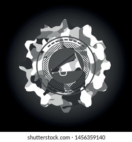 megaphone icon on grey camouflage pattern