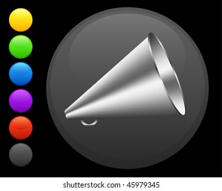 icono megáfono en botón de internet redondo ilustración vectorial original 6 versiones de color incluidas