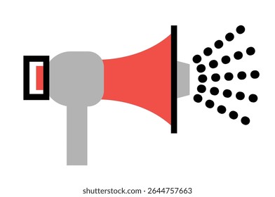 Megaphon-Symbol auf transparentem Hintergrund, flaches Liniendesign, Vektorgrafik
