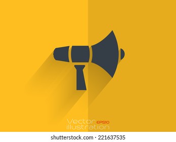 Megaphone icon on yellow background - EPS10