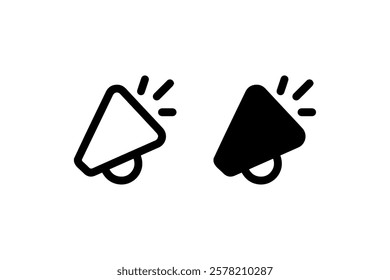 Megaphone Icon in Outline and Solid Style vector