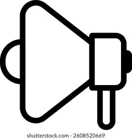 Megaphone icon in outline style representing marketing, announcement, or advertising communication.
