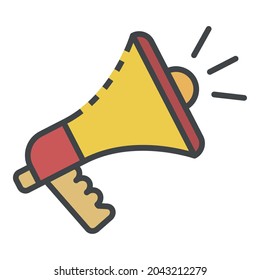 Megaphone icon. Outline megaphone vector icon color flat isolated on white
